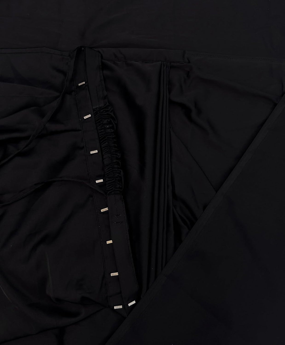 Women's Ready to Wear Plain Satin Silk 1 Minute Pre Pleated Saree With Black Unstitched Blouse Free size Black