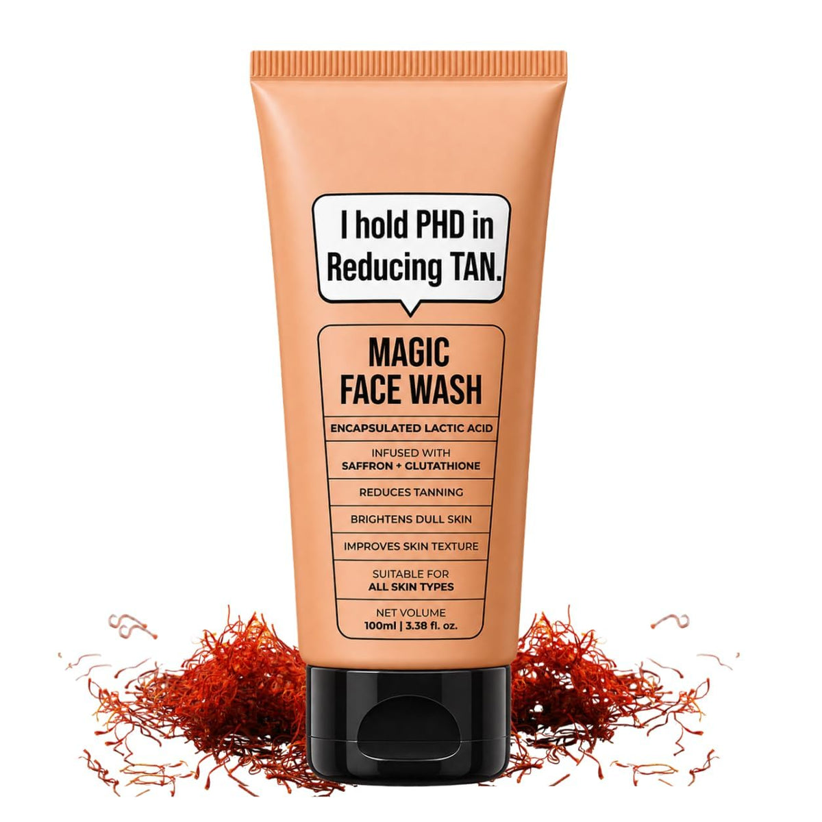 Ghar Soaps Magic De-Tan Face Wash, Tan Reducing, Brightening & Glowing Skin, With Saffron, Coconut Oil & Goat milk, For All Skin Types, Capacity 100ml (Pack of
