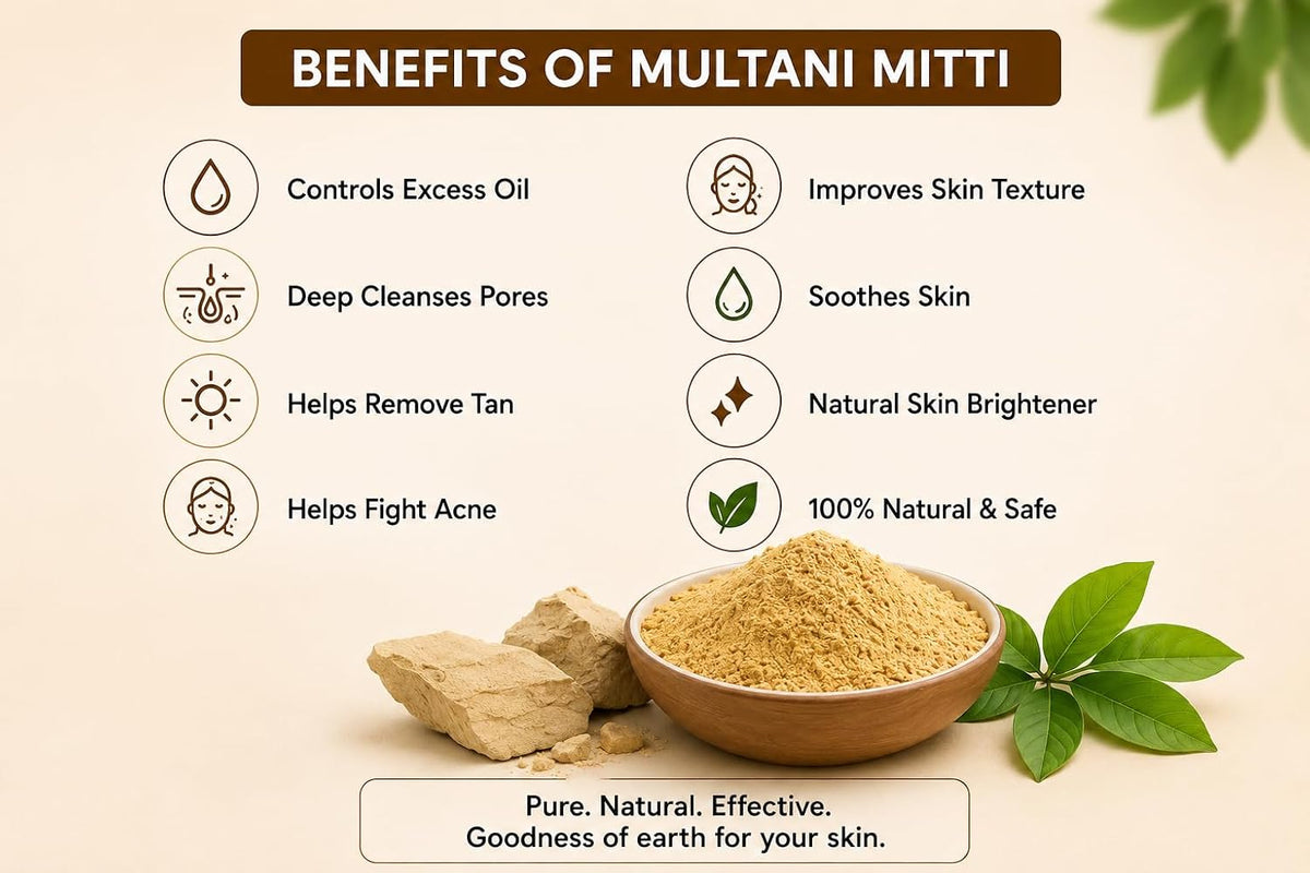Multani Mitti | No added Chemicals | 100% Natural | Parivartan Herbs | 500g 500 g (Pack of 1)