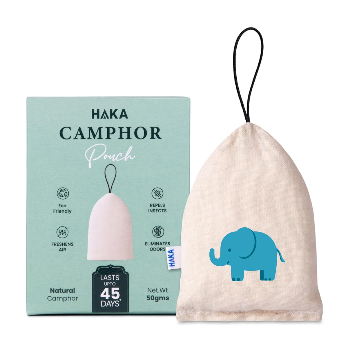 Haka Camphor Pouch Pack of 3 | 100% Pure, Natural, Chemical Free Air Freshener for Car, Wardrobe, Bathroom & Room | Eco-Friendly Camphor Cones for Cars/Car Fres