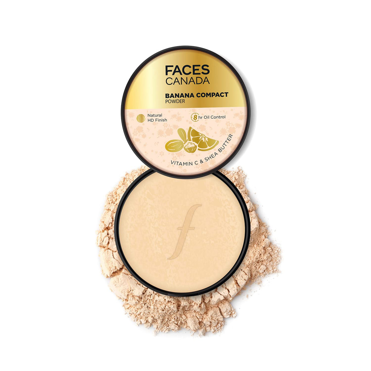FACESCANADA Banana Compact Powder For All Skin Types 9G|8Hr Oil Control Complexion Enhancer|Smooth Matte HD Finish|Translucent Powder Sets Makeup|Blurs&Conceals