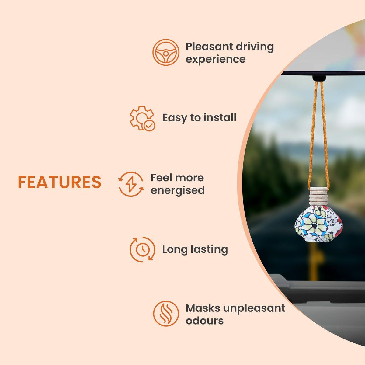 Sugandhim Mahak Champa Car Air Freshener, Hanging Perfume Bottle Scent Diffuser for Cars, Natural Floral Fragrance Oil - Lasts 65 days, 15 ml x 1 bottle,Non Alc