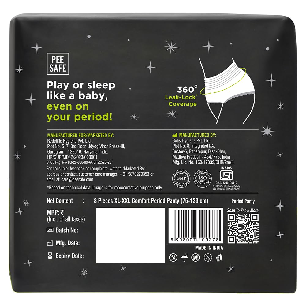 Pee Safe Comfort Period Panties XL-XXL | 8 Panties | 12 Hr Protection XL-XXL (8Pcs) 8