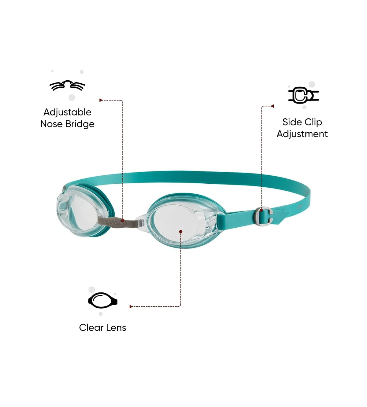 Speedo Unisex Adult Jet Clear-Lens Swim Goggles Green/Clear