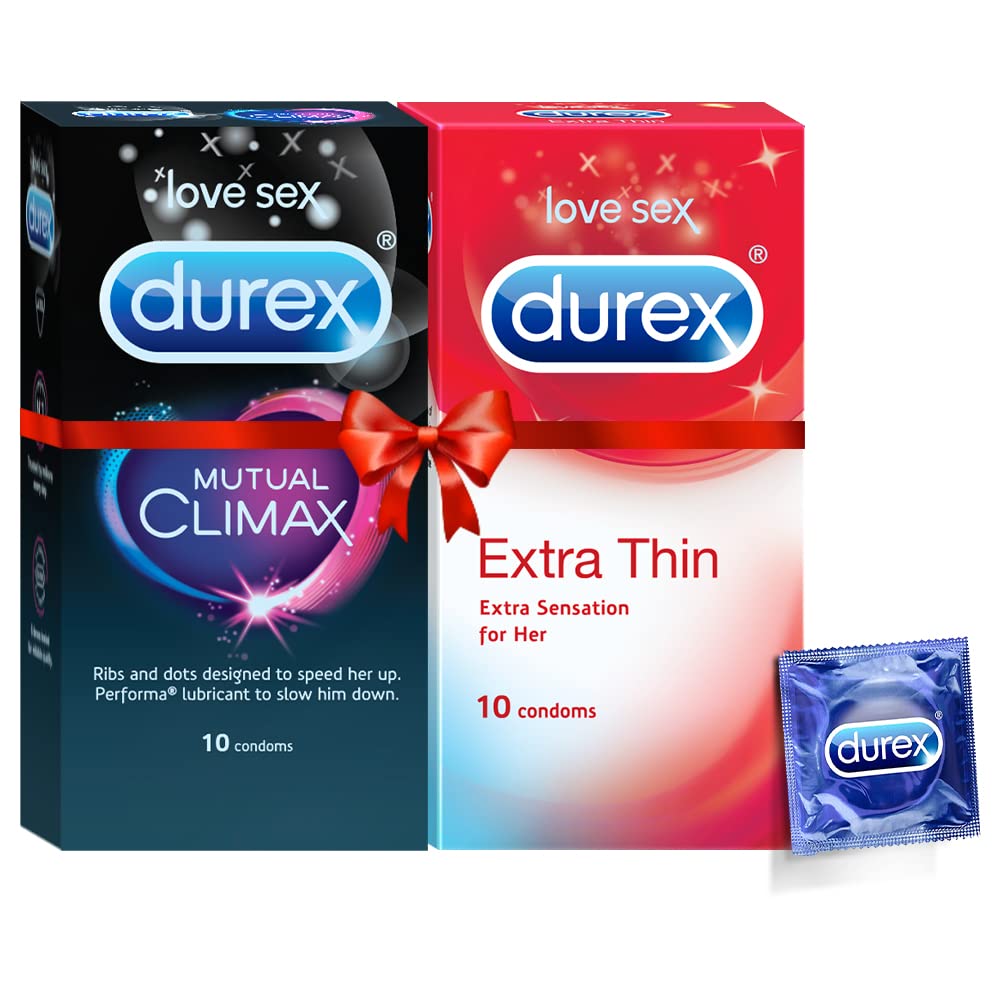 Durex Mutual Climax Condoms - 10 Count & Durex Condoms, Extra Thin - 10 Count