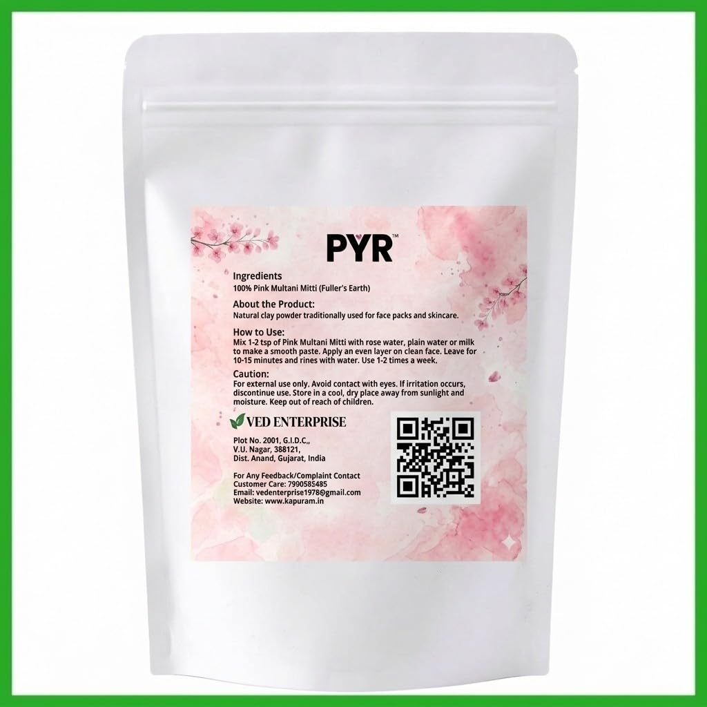 PYR- NATURAL PINK MULTANI MITTI POWDER FOR FACE, SKIN 100g