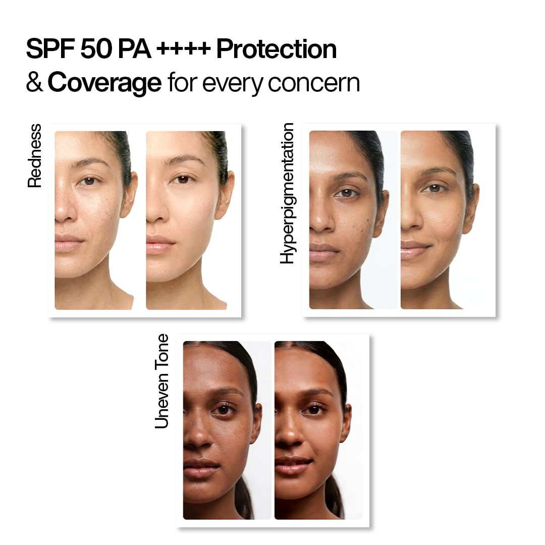 WishCare Daily Fluid Tinted Sunscreen SPF50 PA++++| L102 | Broad Spectrum Protection for all skin types | In-Vivo Tested Tinted Sun Screen | D-Panthenol, Niacinamide, Ectoin & Ginseng | Evens & Protects | 50ml