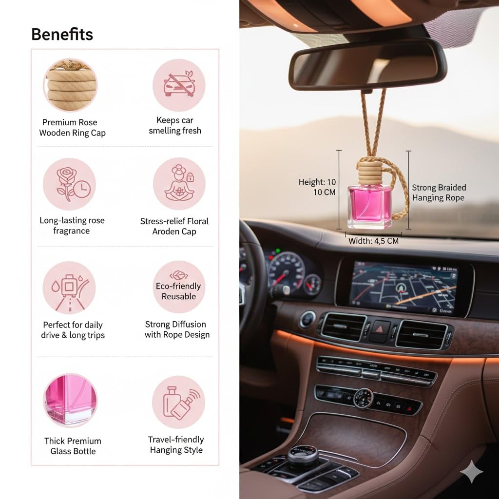 72 Hours Long-Lasting Car Perfume | Hanging Car Air Freshener Pod for Interior |Aromahpure, Lavender, Black Amber, Airganic, Evair | Odor Eliminator Hanging Car