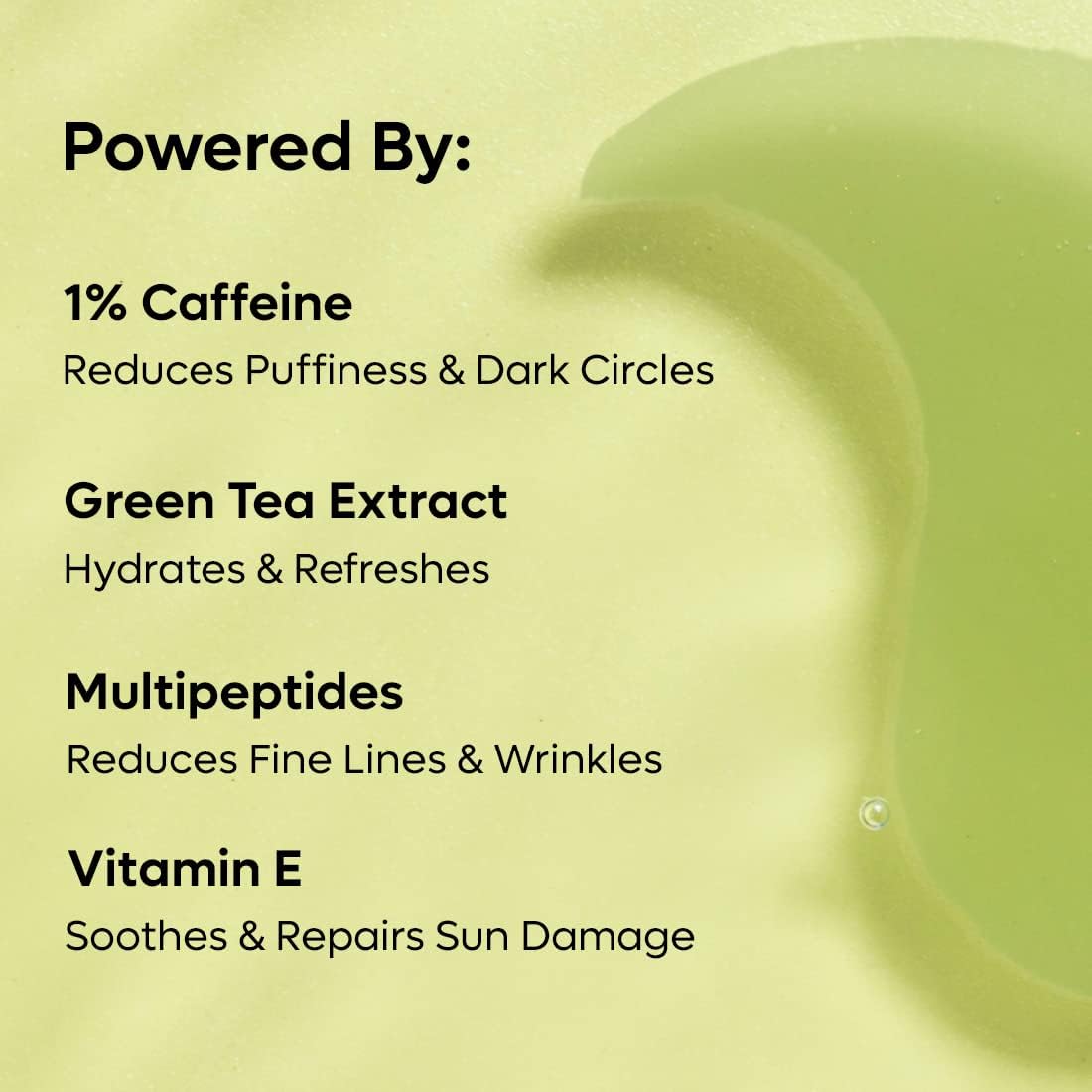 mCaffeine Green Tea Hydrogel Under Eye Patches for Fine Lines Reduction | Cooling Under Eye Patch Mask with 1% Caffeine for Instant Hydration & De-Puffing | 15