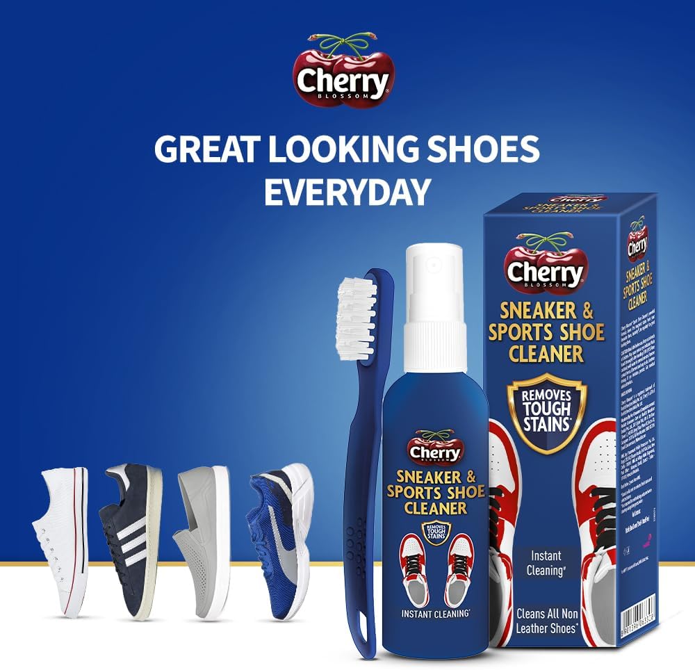 Cherry Blossom Sports Shoe Cleaner For Cleaning Shoes With Free Brush - 75Ml | Cleans All Non-Leather Shoes In Minutes, White