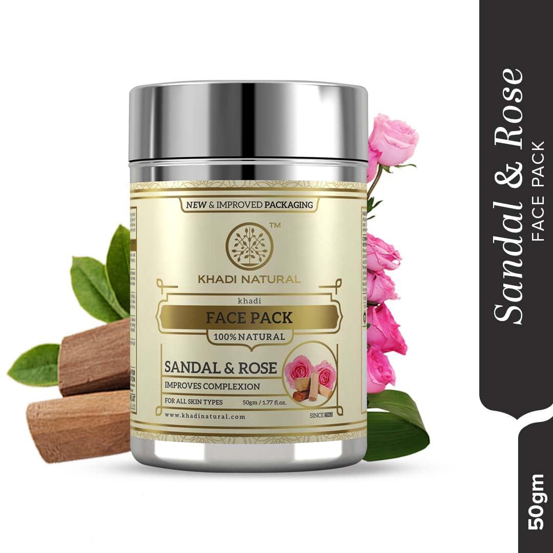 Khadi Natural Sandal and Rose Herbal Face Pack 50 g (Pack of 1)