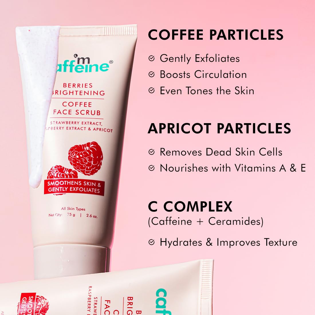 mcaffeine Berries Brightening Coffee Face Scrub For Glowing Skin | Gently Exfoliates, Smoothes & Improves Skin Tone | Removes Tan&Dead Skin | Tan Removal Face S