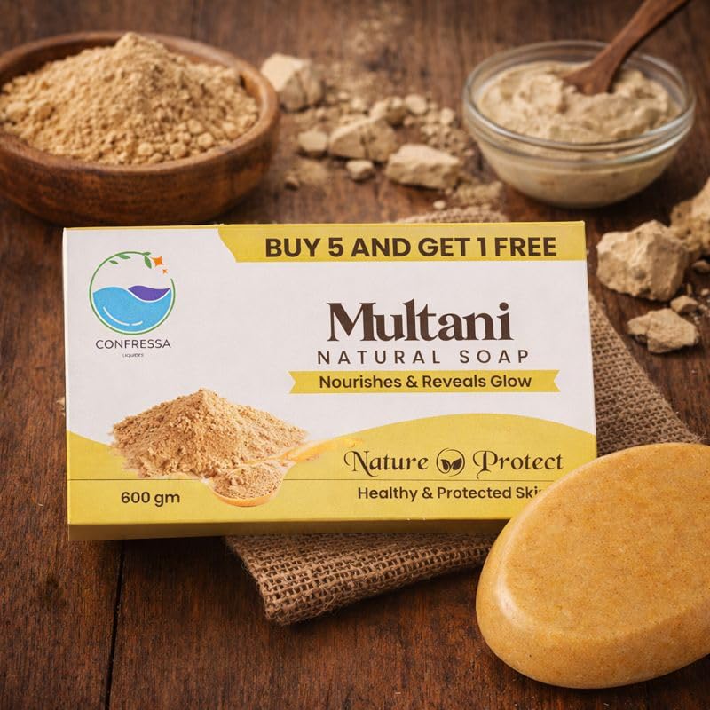 Confressa® Multani Natural Soap | Multani Mitti Bathing Soap | Deep Cleansing & Oil Control | Nourishes & Reveals Natural Glow | Suitable for All Skin Types | B