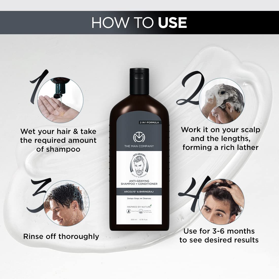 The Man Company Anti-Graying 2-in-1 Shampoo & Conditioner For Men | Enriched with Shikakai & Bhringraj | Delays Grays | Boosts Confidence | SLS & Paraben Free |