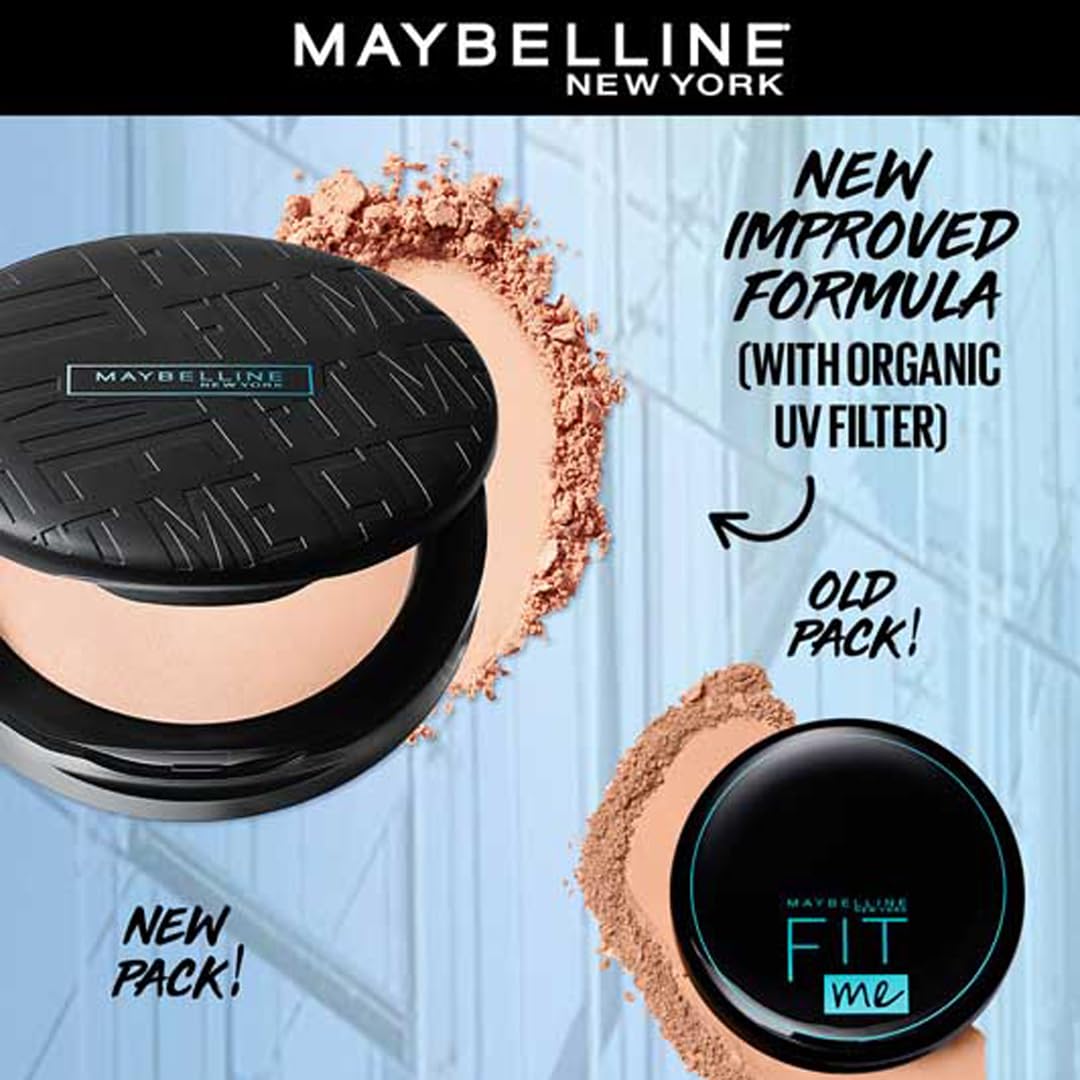 Maybelline New York Fit Me Compact Powder, Matte + Poreless Compact Powder, upto 16 hours of Oil Control with SPF 32 PA+++ and UV filters & ideal for normal to oily skin - 310 Sun Beige|6g