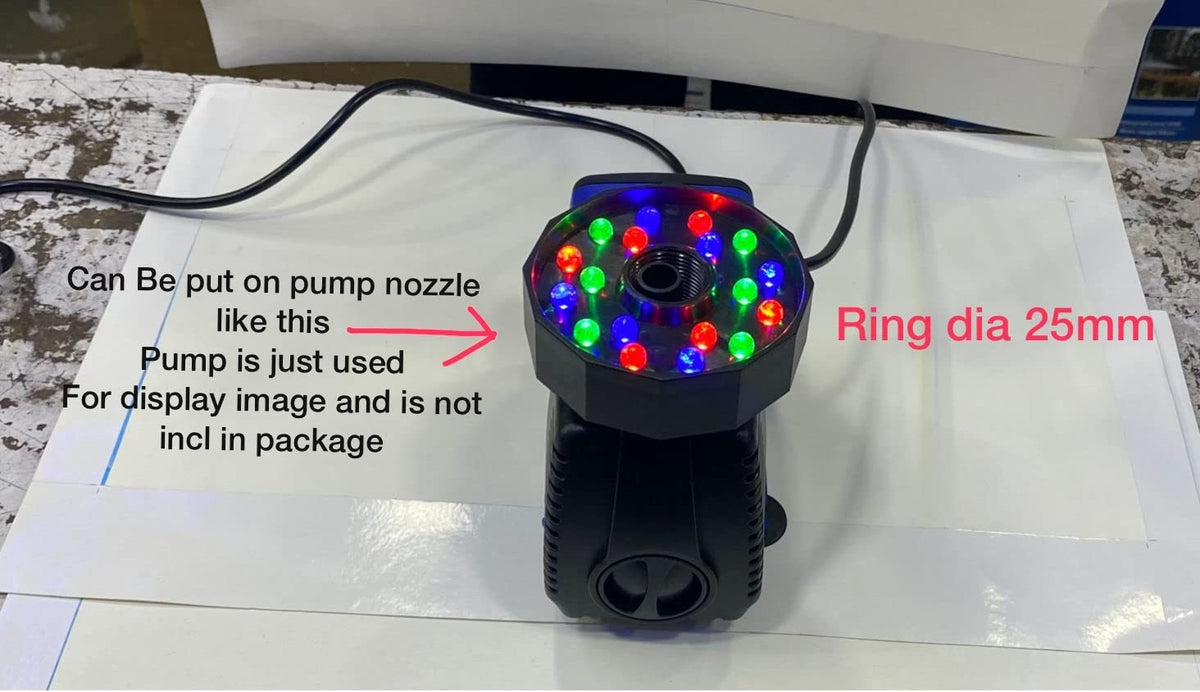 Asian Pumps & Machineries 18 LEDs Color Changing Ring Light Waterproof & Outside Ac 220V with 2 Pin Plug For Outdoor-Indoor Fountain Decoration/Pond/House Showp