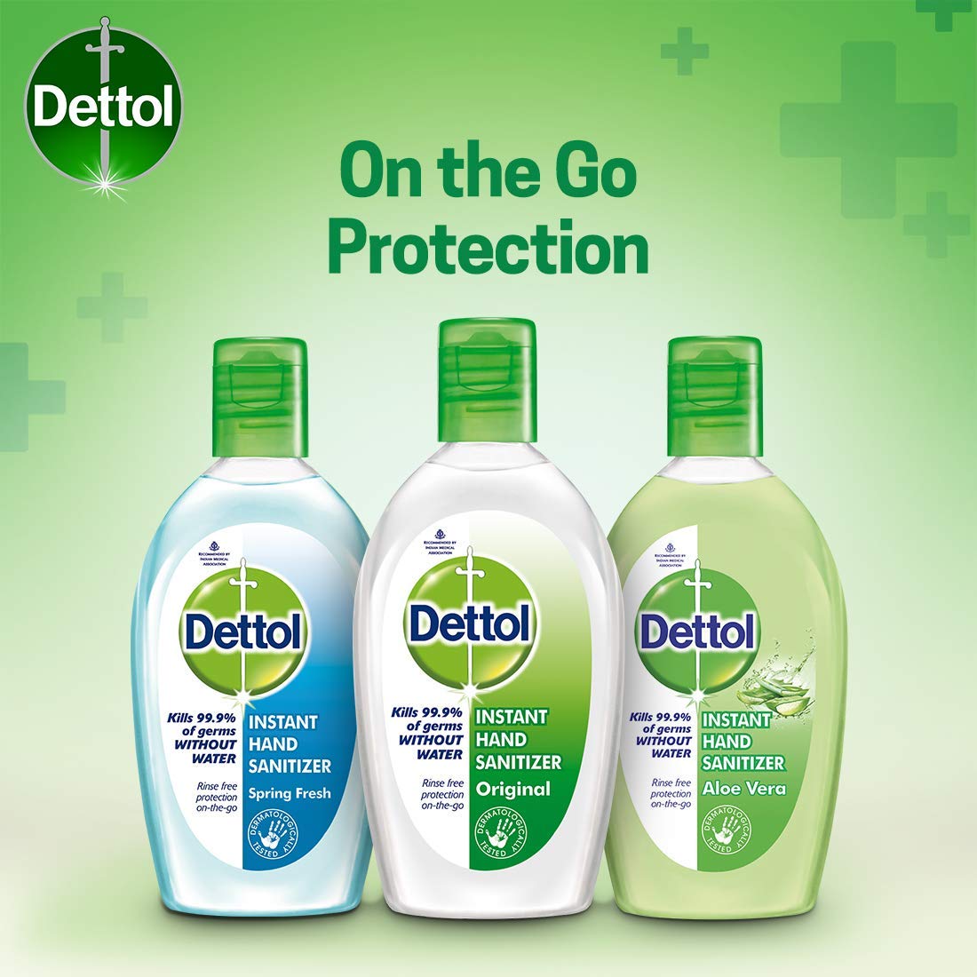 Dettol Alcohol based Hand Sanitizer, Original, 50ml, Pack of 2 50ml - Original Pack of 2