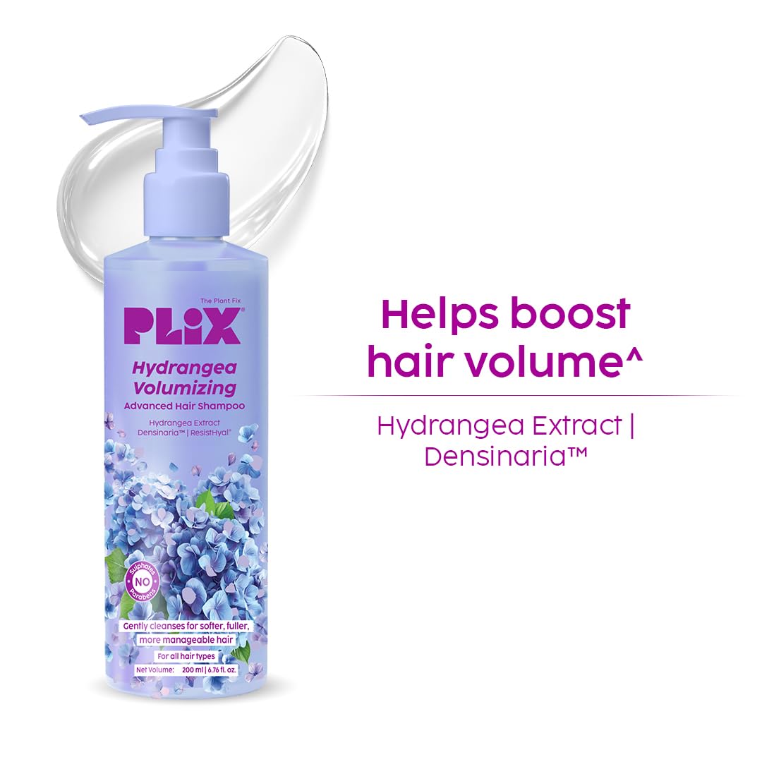 PLIX Hydrangea Volumizing Advanced Hair Shampoo 200ml | Fuller-Looking Volume