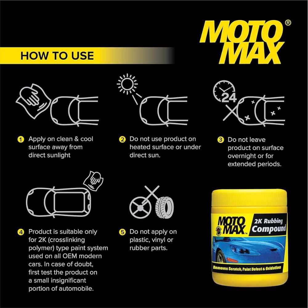 Motomax 2K Rubbing Compound 100g | Removes Minor Scratches, Swirl Marks, Paint defect and Oxidization from metal surfaces on Cars, Bike, Motorbikes | Removes di