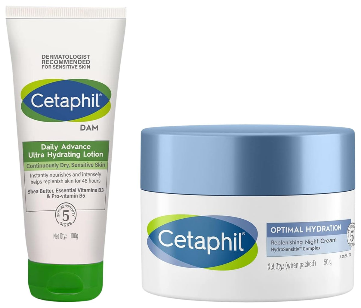 CetaphilOptimalHydrationReplenishingNightCream50gLightweight&FastAbsorptionHyaluronicAcidBlueDaisyExtractNiacinamide Daily Advance Ultra Hydrating Lotion Dry/Lo