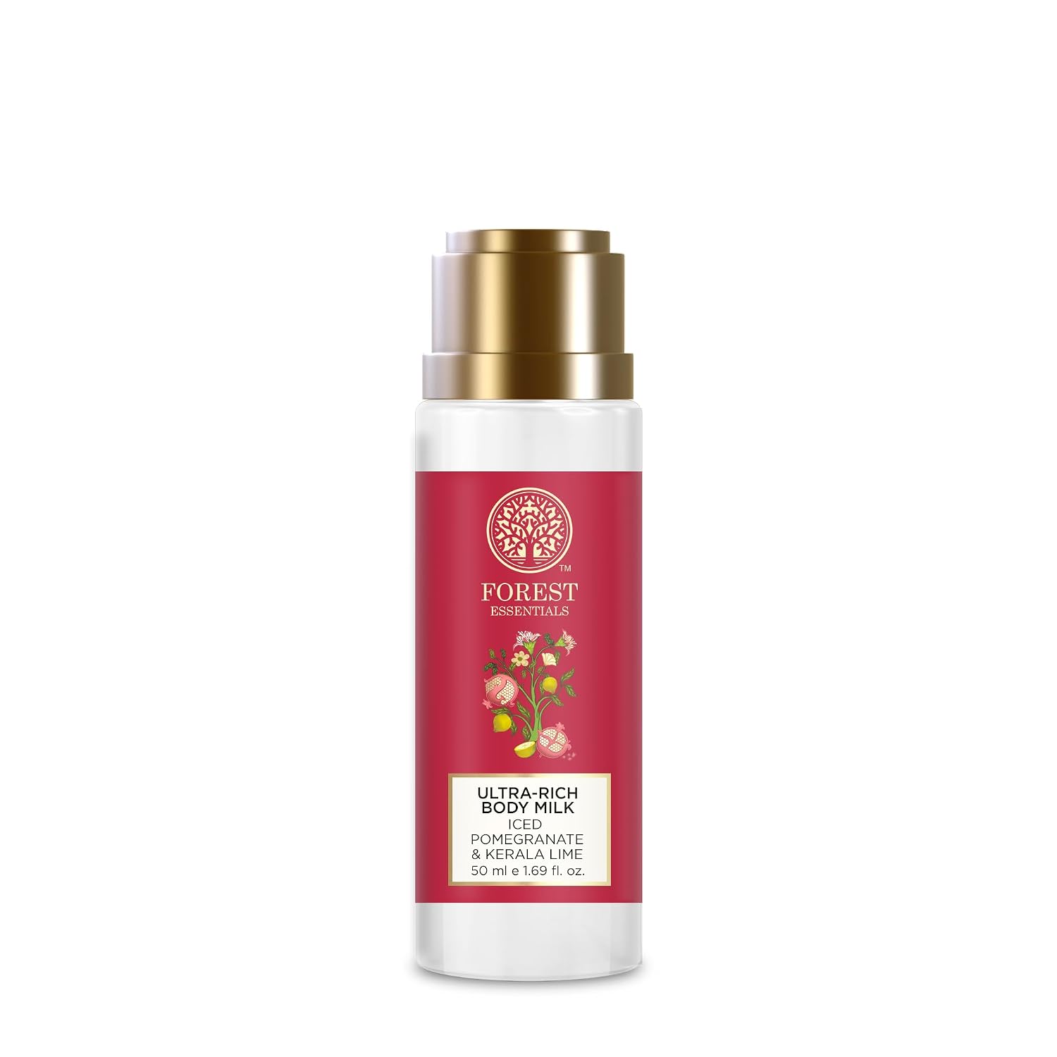 Forest Essentials Ultra-Rich Body Milk Iced Pomegranate & Kerala Lime | Ayurvedic Nourishing Body Lotion to Replenish Skin Moisture and Leave it Smooth & Scented