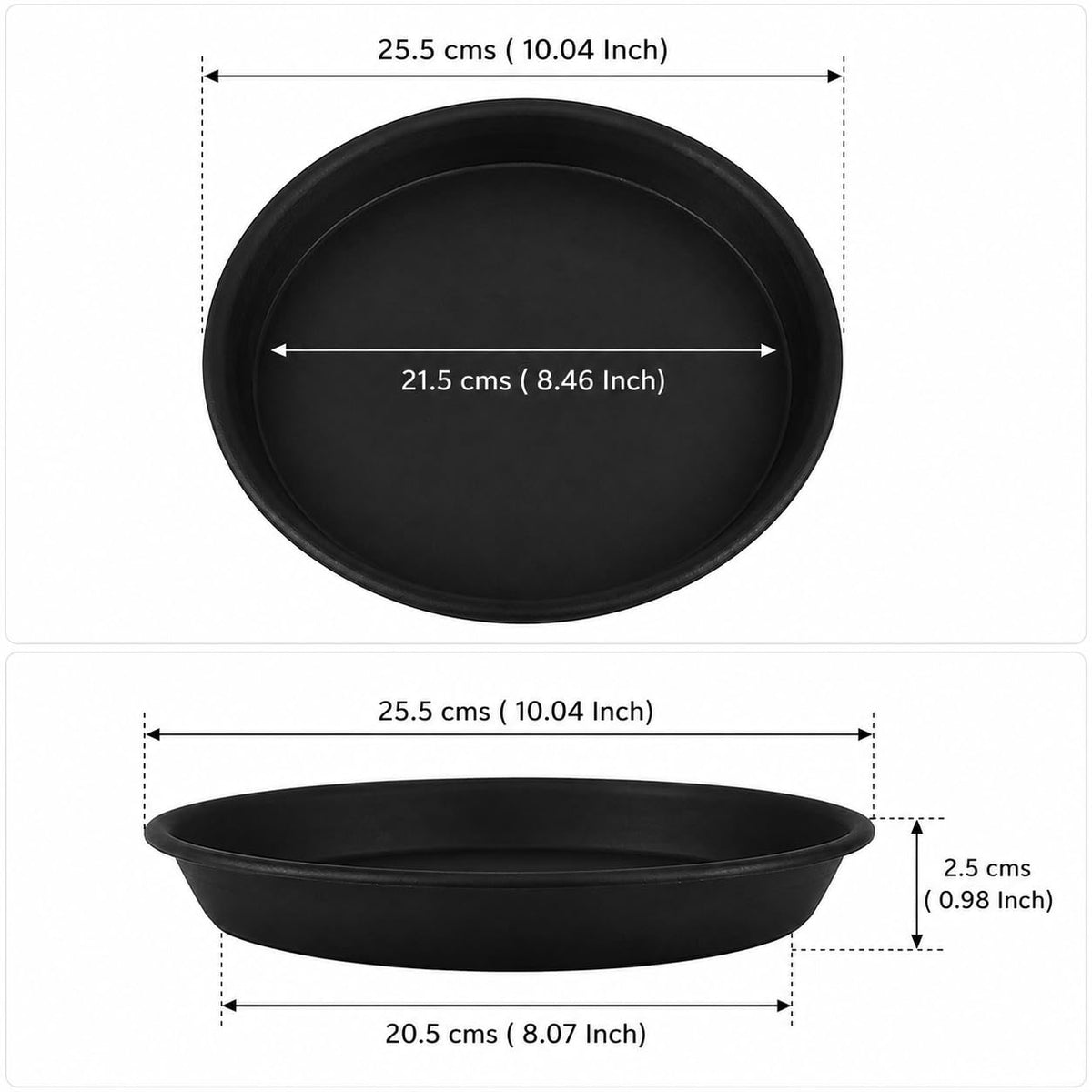 TrustBasket UV Treated Round Bottom Tray/Plate/Saucer Suitable for 10 inch Round Plastic Pot - Set of 6 | Heavy Duty Highly Durable Plant saucerGamla for Indoor