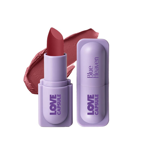 Blue Heaven Love Capsule Powder Matte Lipstick Infused With Vitamin E & Castor Oil for Intense Hydration| High Color Payoff| Matte Finish| Long Lasting Lipstick for women |Cinnamon Sugar, 4gm
