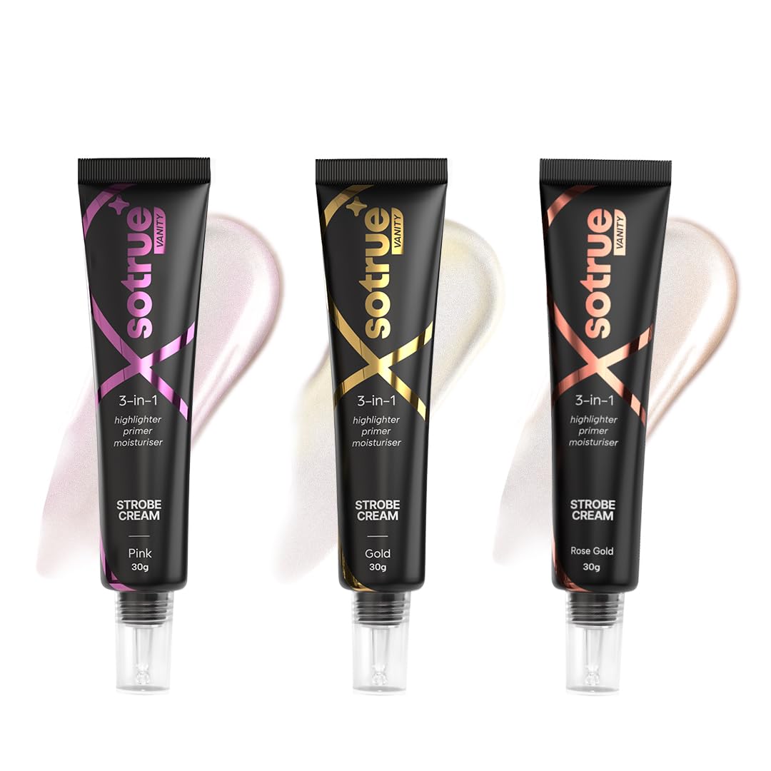 Sotrue Strobe Cream, Pack of 3, Rose Gold, Pink and Gold, 30g Each, Illuminating Makeup Primer and Highlighter 15 g (Pack of 2)