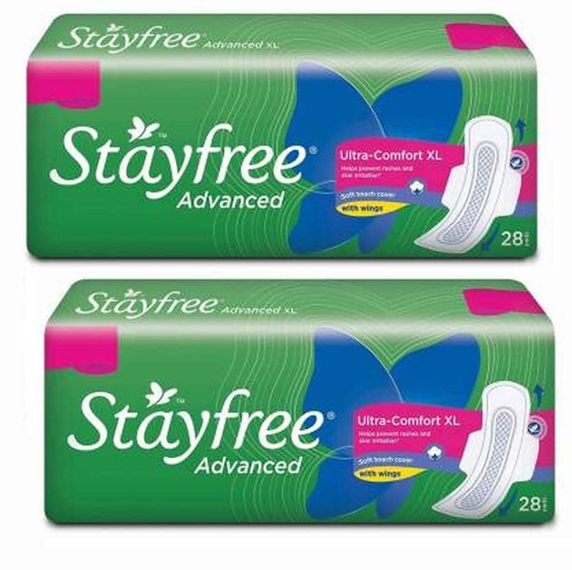 STAYFREE best Advanced Ultra Comfort With Wings XL - 28+28 Sanitary Pads Sanitary Pad (Pack of 56)