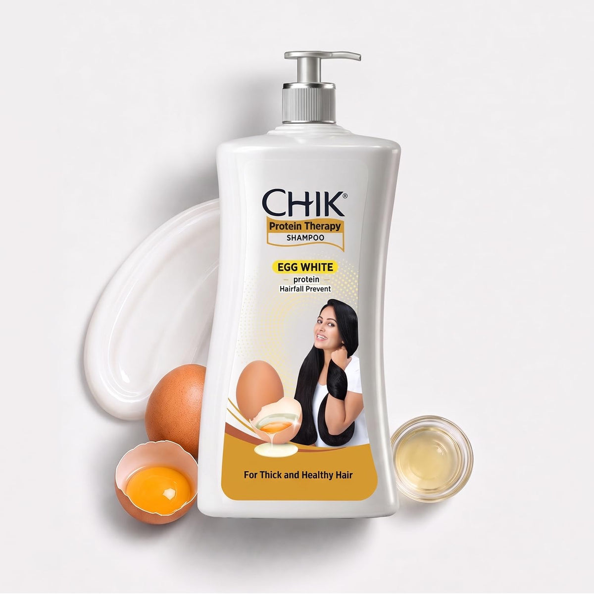 CHIK Protein Solution Hairfall Control Shampoo | Enriched with Egg White Protein for Strong, Thick and Healthy Hair, Promotes Growth and Reduces Hair Fall-1 lit