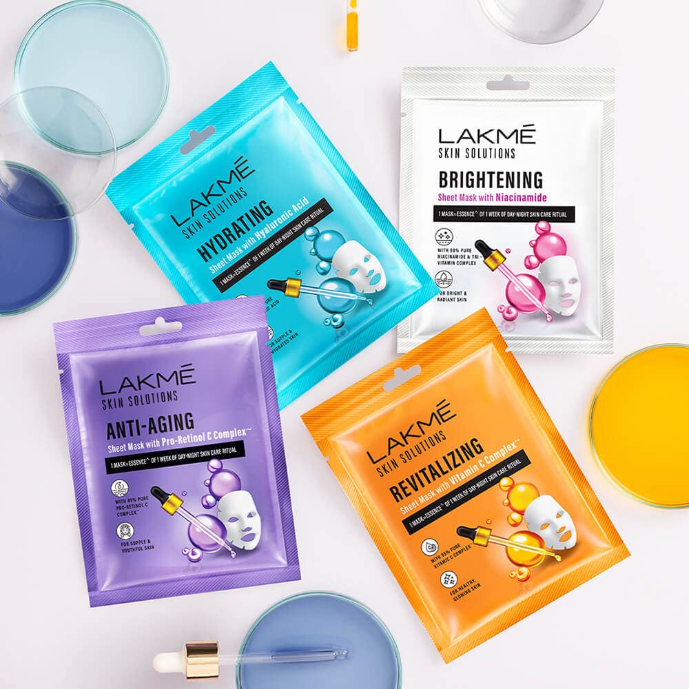 Lakme Solutions Sheet Mask Anti-Aging with Pro Retinol C Complex~ 25ml (1 Count)