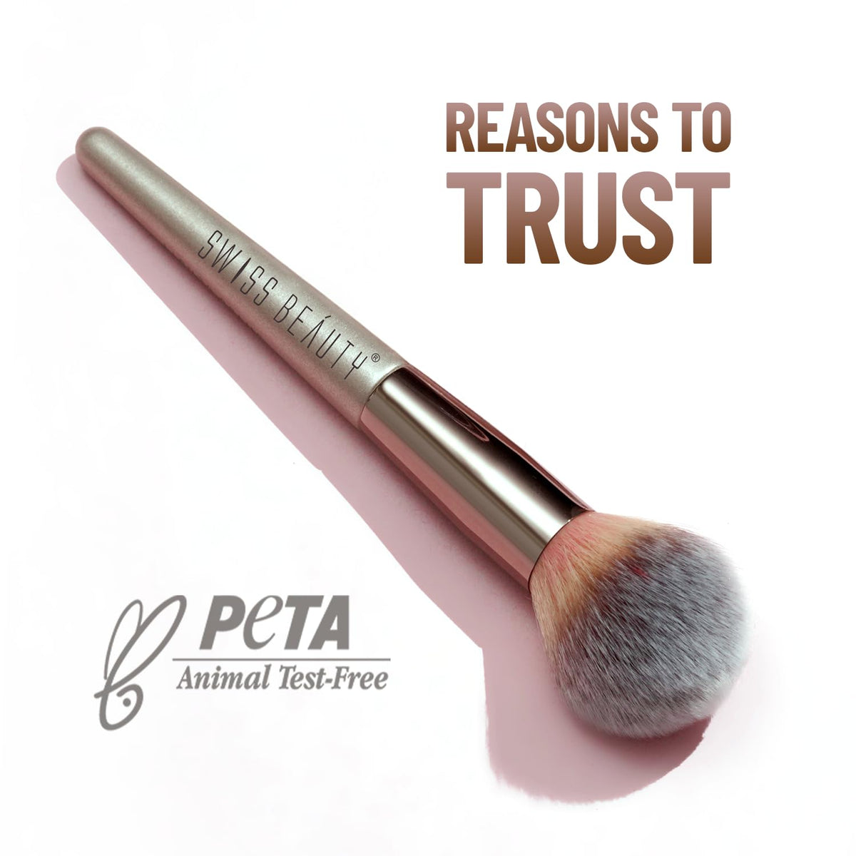 Swiss Beauty Compact Powder Brush, Silver