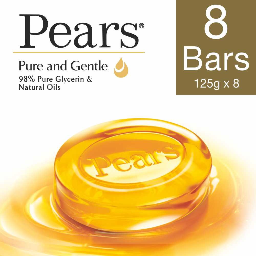 Pears Pure And Gentle Bathing Bar, 125g (Pack Of 8) & POND'S Dreamflower Fragrant Talcum Powder, Pink Lily, 400 g