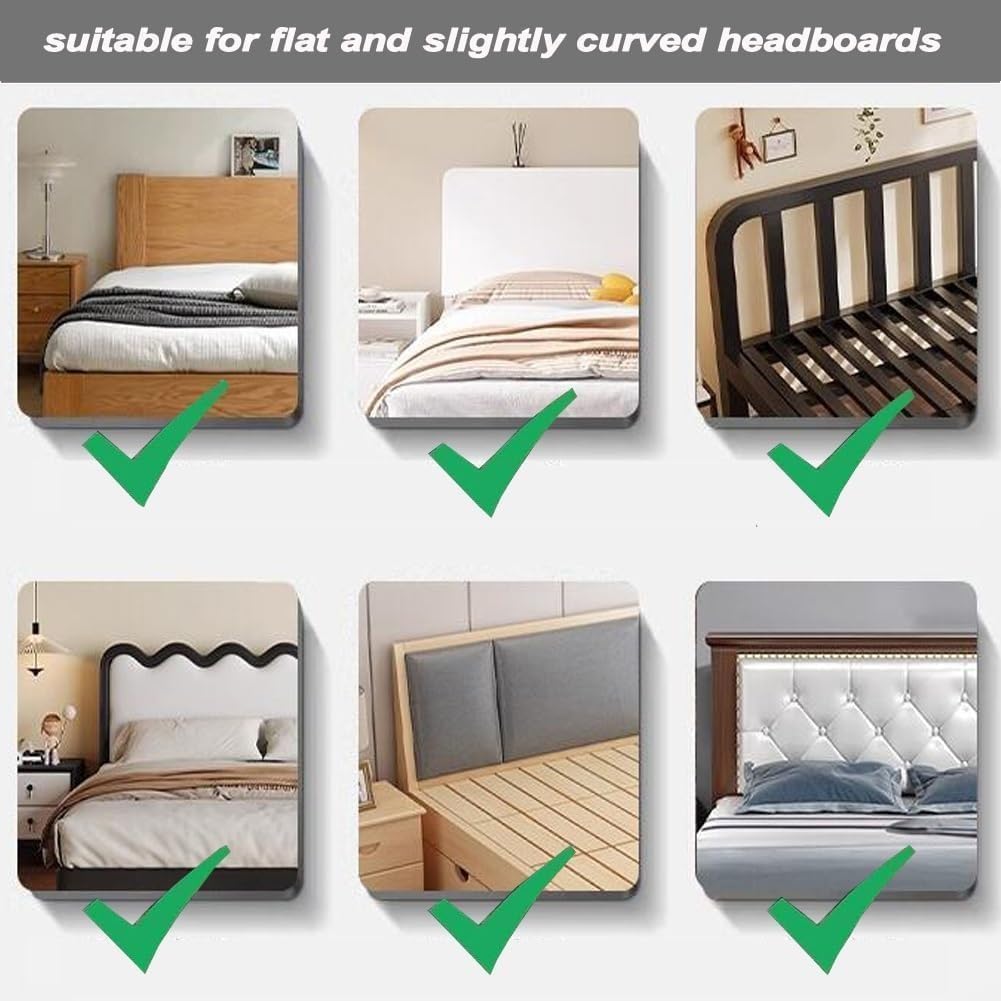 HOMETHREADS Velvet Headboard Cover with Light 6–8mm Foam Padding | Fits Bed Back Only | Measure Length & Height Before Buying | Soft Backrest Protector | Grey,