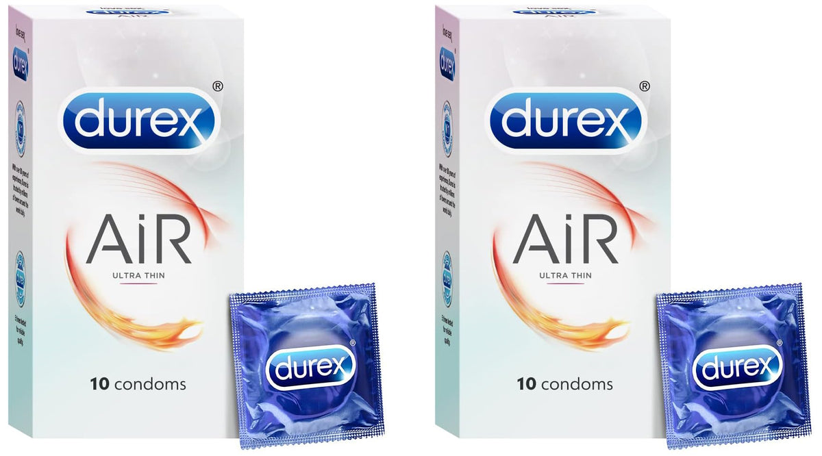 Durex Air Condoms for Men - 10 Count | Suitable for use with lubes & toys (Pack of 2)