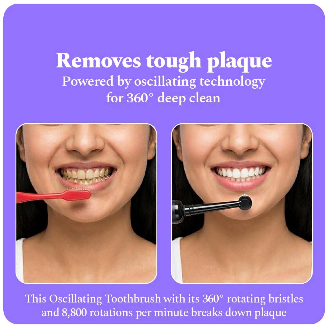 Pressure Sensor Electronic Smart Oscillating Toothbrush | Rechargeable Electric Toothbrush for Adults, 3 Modes, 2-Min Auto Timer, 21-Day Battery, IPX7 Waterproo