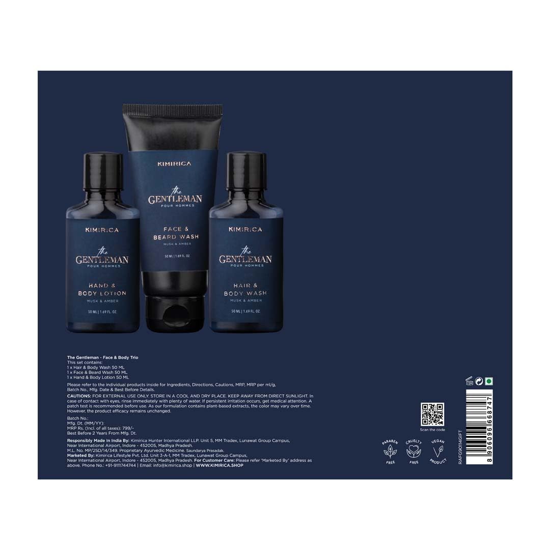 Kimirica Gentlemen Bath Care Trio Gift Set For Men's | Premium Gift Set For Husband, Brother Boyfriend Set of 3