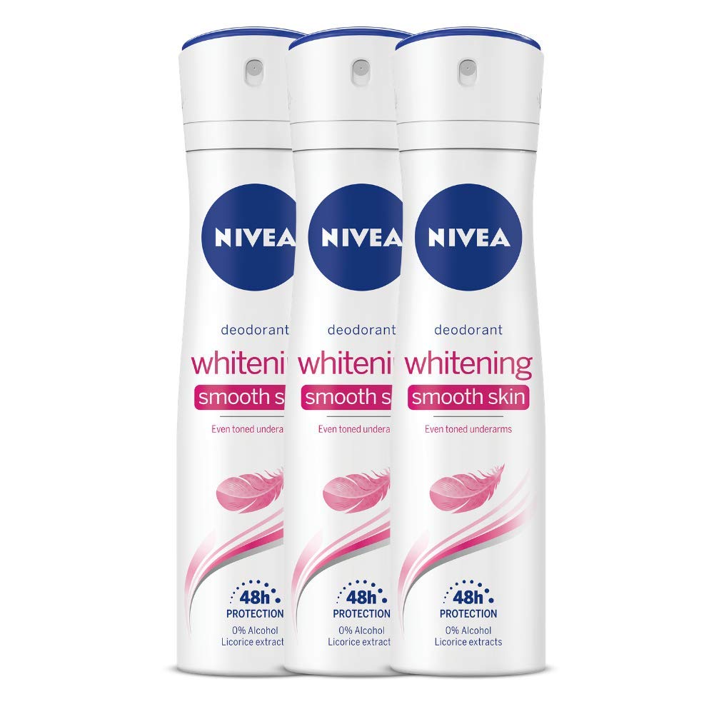 NIVEA Unisex Whitening Smooth Skin Fresh Scent Deodorant Spray For , 150Ml (Pack Of 3) Fresh 150 ml (Pack of 3)
