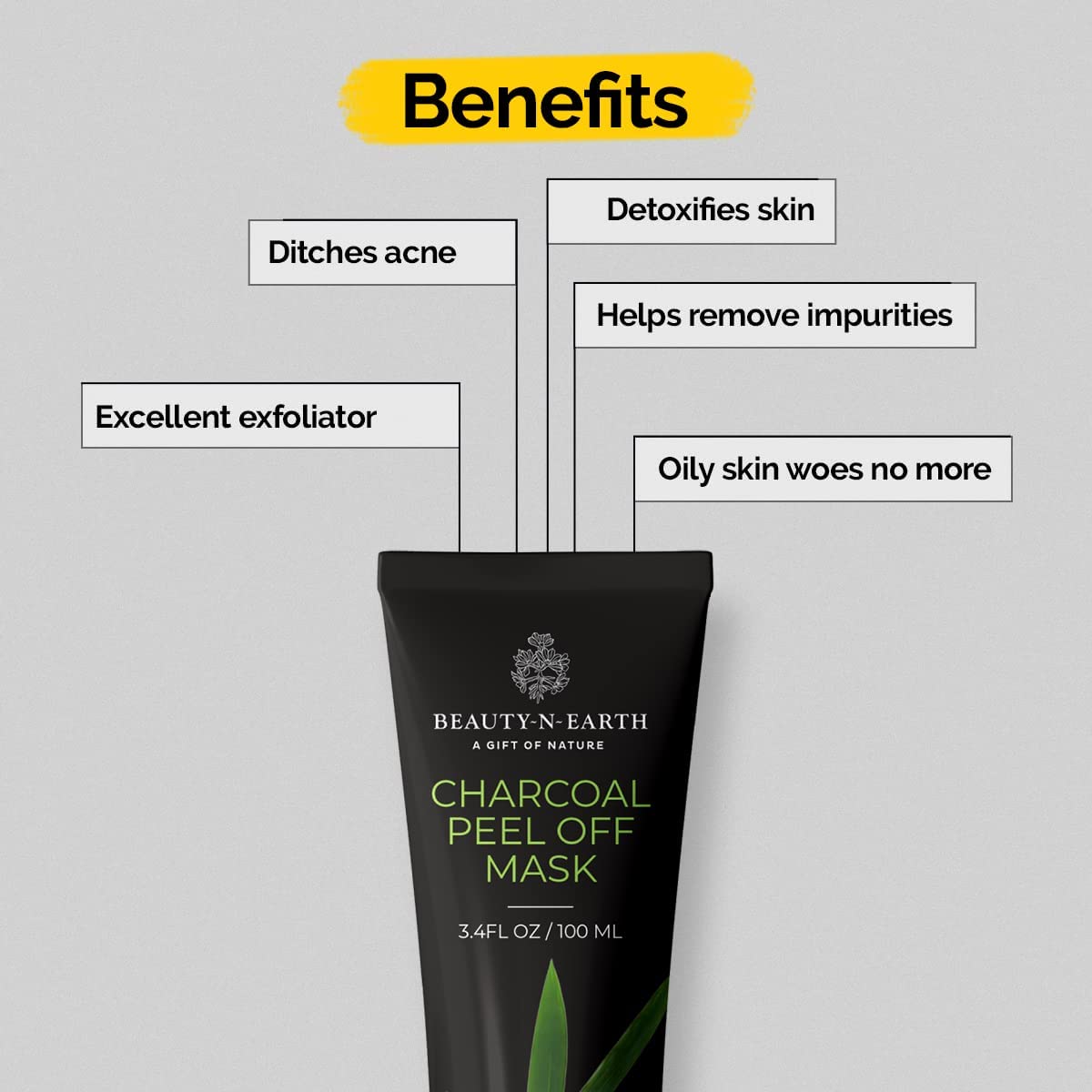 BEAUTYNEARTH Charcoal Peel off Blackhead Removal & Detox Mask | Fights Pollution, Dirt & Tan | Suitable for Sensitive Skin,100ml