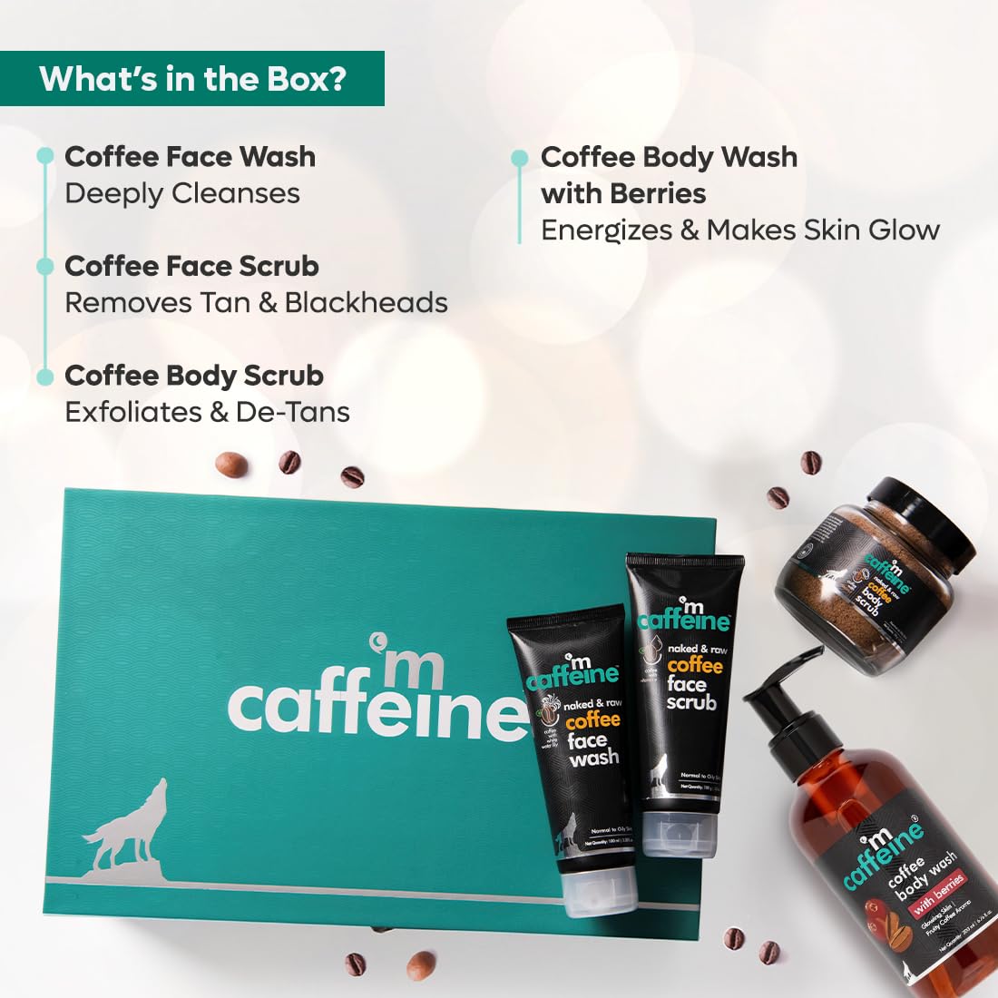 mCaffeine Shower Temptations Rakhi Gift Set for Women & Men | Coffee Rich Products | Luxury Coffee Bath Indulgence in Premium Packaging | Present for Him/Her wi