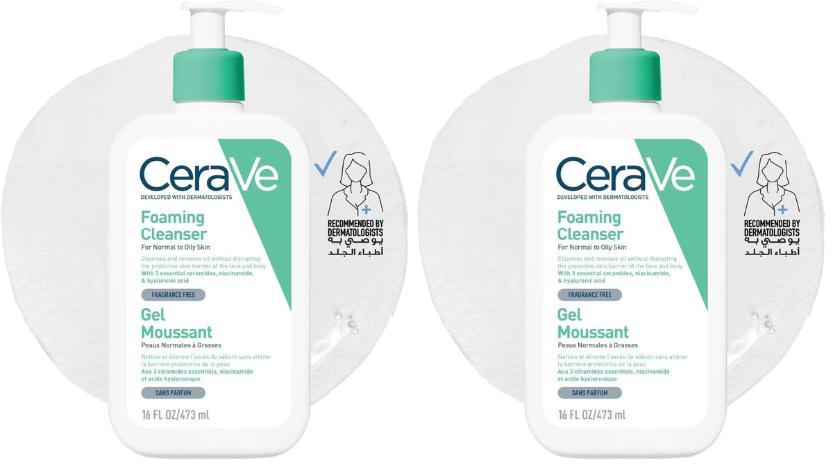 CeraVe Foaming Cleanser For Normal To Oily Skin (473ml) - Dermatologist-Developed Facewash | Non-Comedogenic And Fragrance-Free Cleansers For Acne-Prone Skin (P