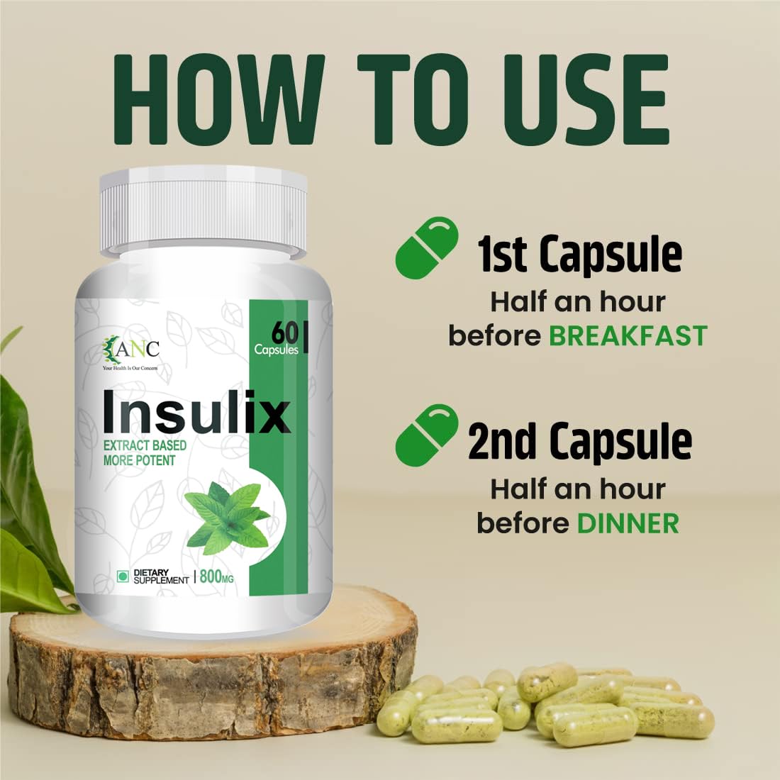 ANC DiabeCode 60 Capsules & Insulix 60 Capsules Support Endocrine Health & Diabetes Control Insulin Resistance | Supports Healthy Energy | Normalize Blood Sugar