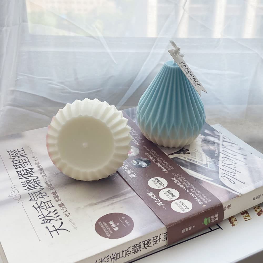FirstTry Pear Shape Candle Mold I 3D Silicone Striped Tapered Geometric Epoxy Mould I for DIY Handmade Ornament Chocolate, Cake Décor, Aromatherapy, Soap, Resin