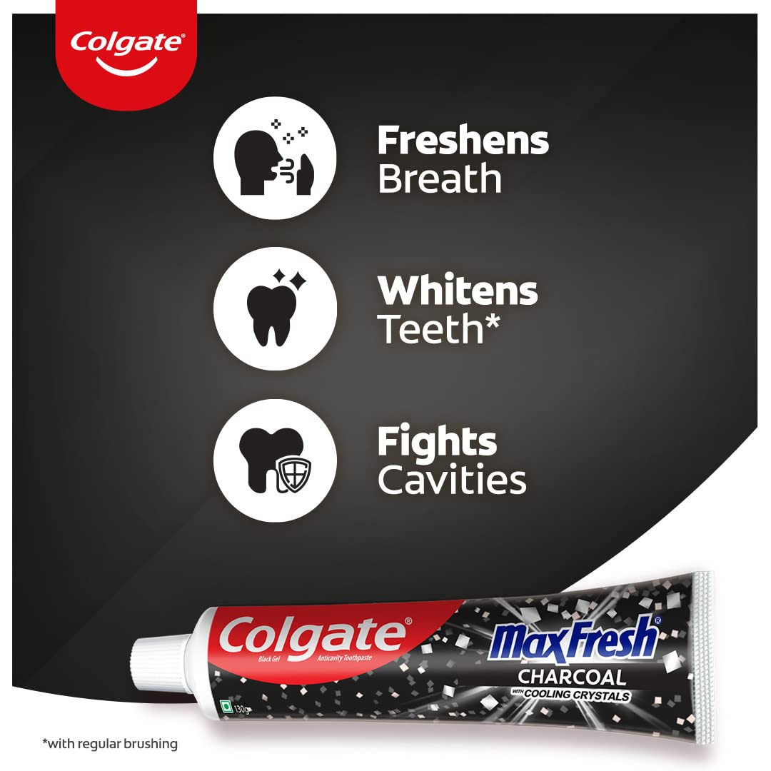 Colgate MaxFresh Toothpaste, Black Gel Paste with Charcoal for Super Fresh Breath, 260gm 260 g (Pack of 1) Toothpaste