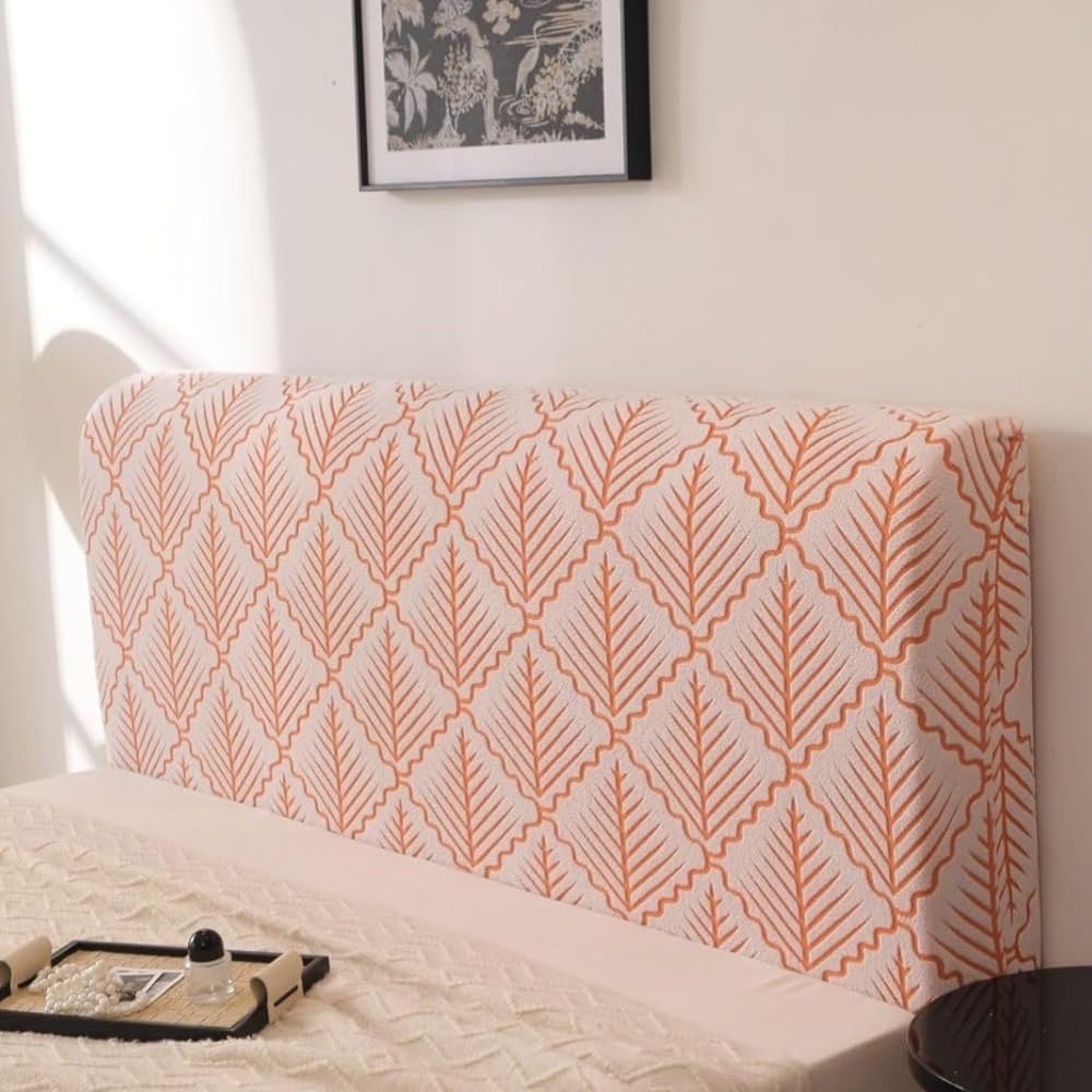 HOMETHREADS 200 GSM Stretchable Jacquard Headboard Cover | Soft, Dust-Proof & Wrinkle-Resistant Bed Back Protector | Fits Leather, Wooden & Fabric Bedsides |for