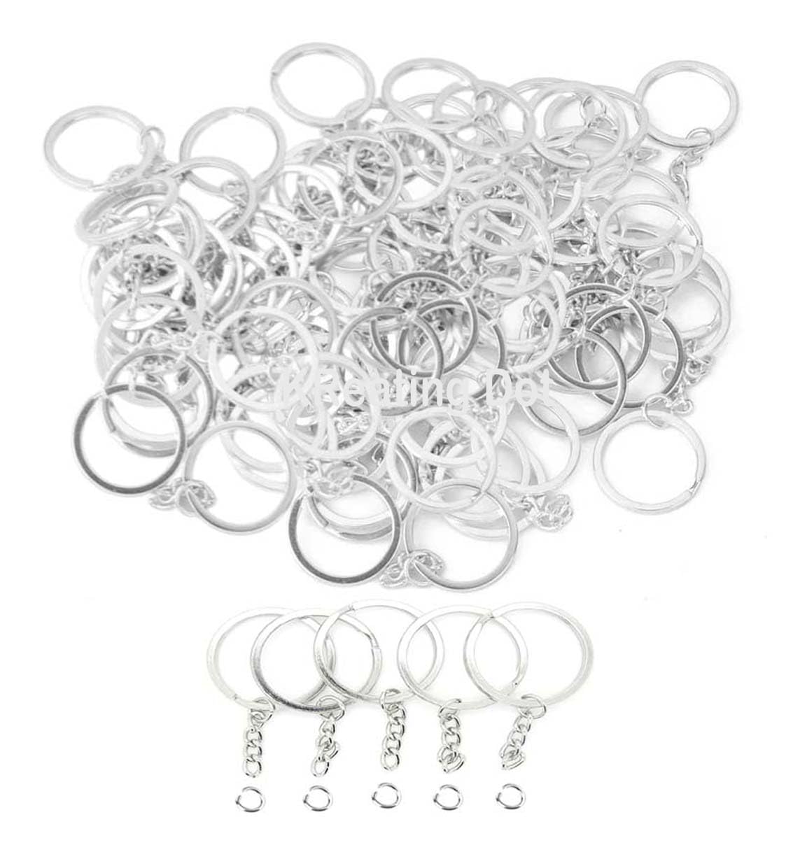 20 Pieces Glossy Silver Finish 30MM Metal Keychain with a Jump Ring | Perfect DIY Craft Supply for Keys, Bags, Lanyards, Charms and Many More Purposes (KRBGK-02