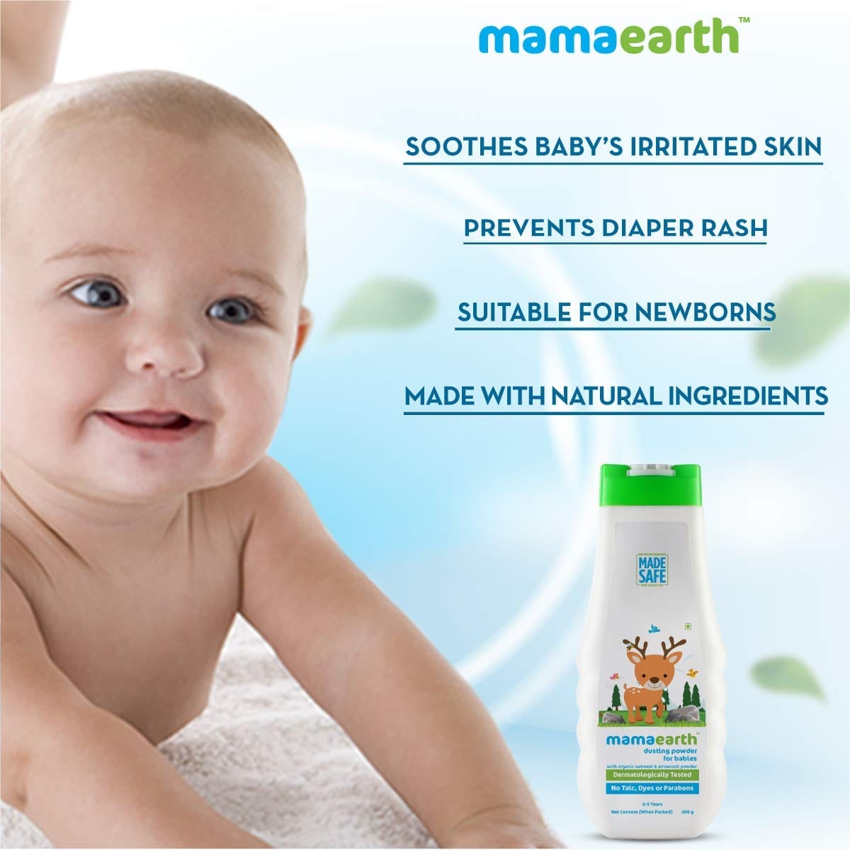 Mamaearth - Dusting Powder with Organic Oatmeal & Arrowroot Powder for Babies (300g)
