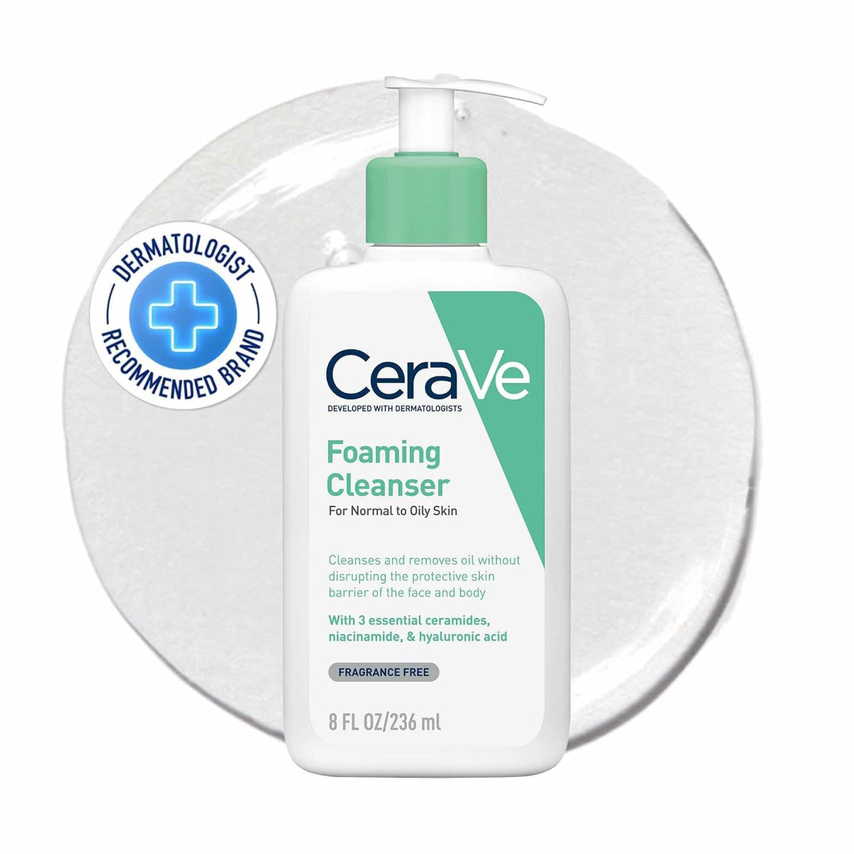 CeraVe Foaming Cleanser For Normal To Oily Skin (236ml) & Foaming Cleanser For Normal To Oily Skin (88ml) - Dermatologist-Developed Facewash |Fragrance-Free Cle