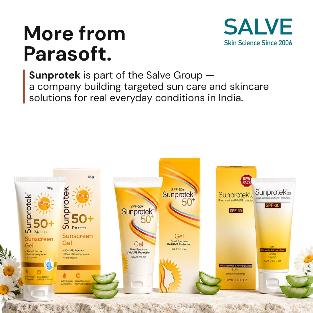 Sunprotek Sunscreen Gel SPF 50 PA++++ | Hydrating, Lightweight & Non-Greasy | No White Cast | Broad Spectrum UVA UVB | Clinically Tested | 100 g SPF 50+ | 100g