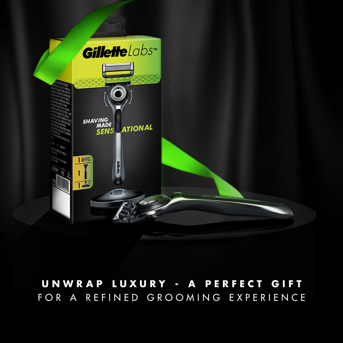 Gillette Labs Razor For Men, With 2D Flexdisc Technology, Magnetic Stand, Exfoliating Bar, Metallic Handle, 5 Anti-Friction Blades,Precision Trimmer,Waterproof